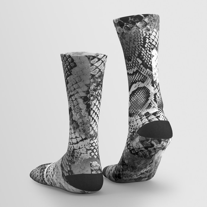 Black White Snakeskin Socks by Rose Gold Society6
