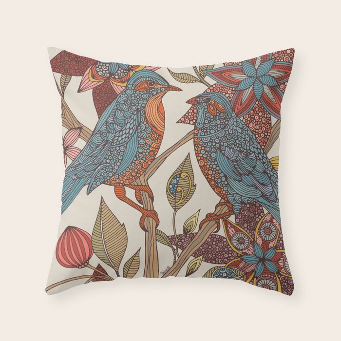 Lovebirds Throw Pillow by Valentina Harper ValentinaDesign Society6