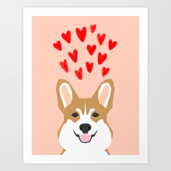 Valentines - Love Corgi Art Print
