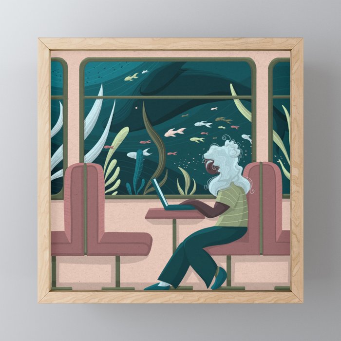 Underwater Train Framed Mini Art Print