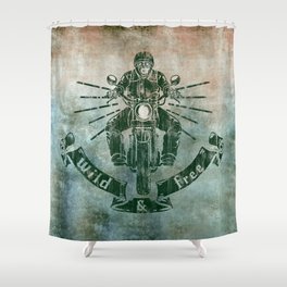 Wild and Free Motorbike Rider Shower Curtain