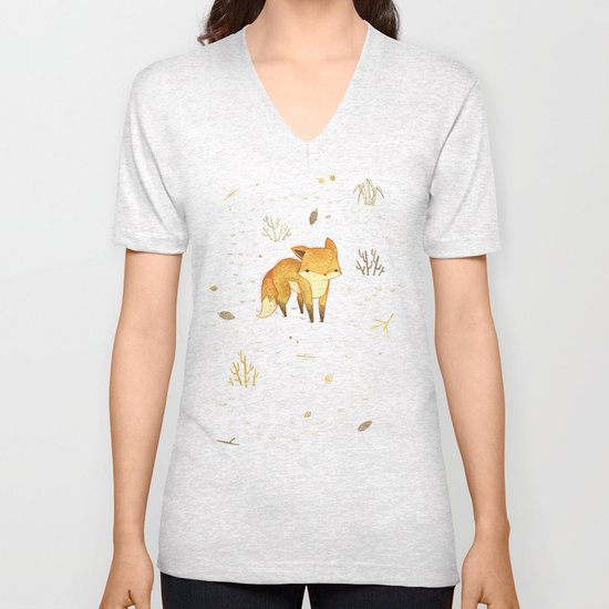 Lonely Winter Fox Unisex V-Neck