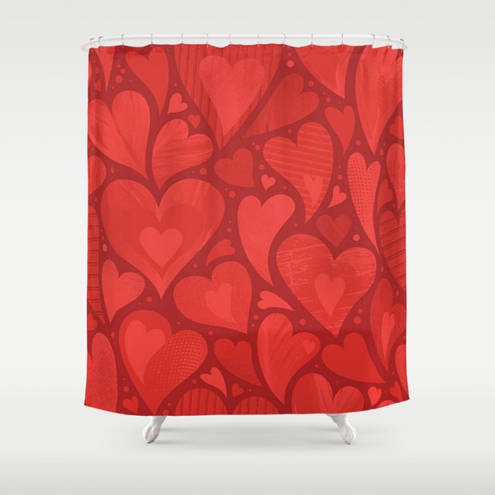 Hearts - Textured Shower Curtain