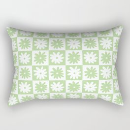 Green And White Checkered Flower Pattern Rectangular Pillow