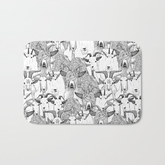 just goats black white Bath Mat