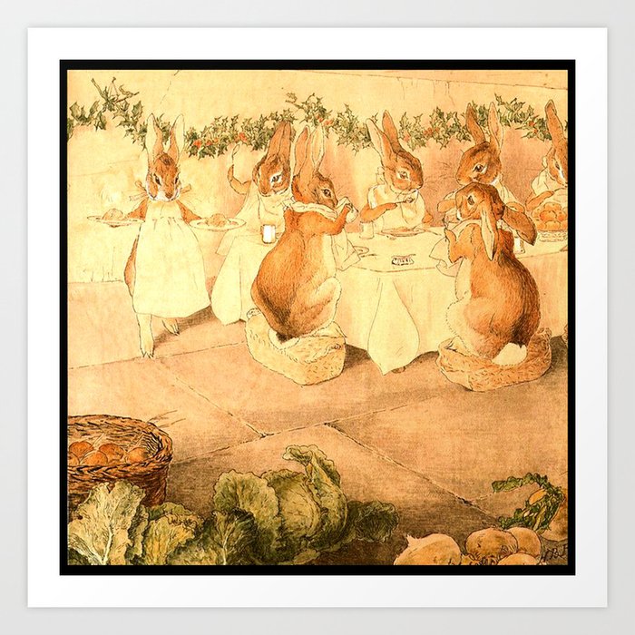 The Rabbits' Christmas Party, 1987, 2-dining - Beatrix Potter Art Print