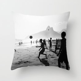 Beach Soccer at Ipanema Throw Pillow