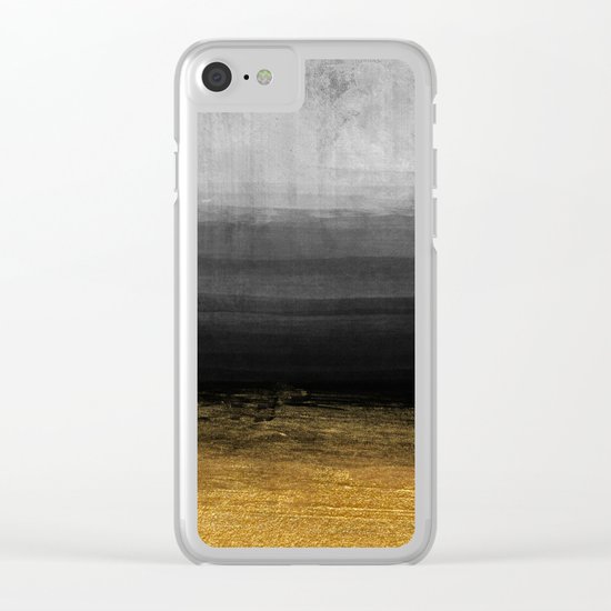 Black and Gold grunge stripes on modern grey beton abstract backround- Stripe-Striped Clear iPhone Case