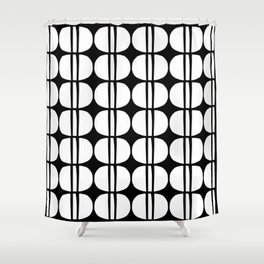 Mid Century Modern Scandinavian Geometric 132 Black and White Shower Curtain