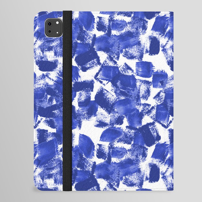Azia - bright blue painterly abstract brushstrokes painting trendy minimal modern monochrome indigo iPad Folio Case