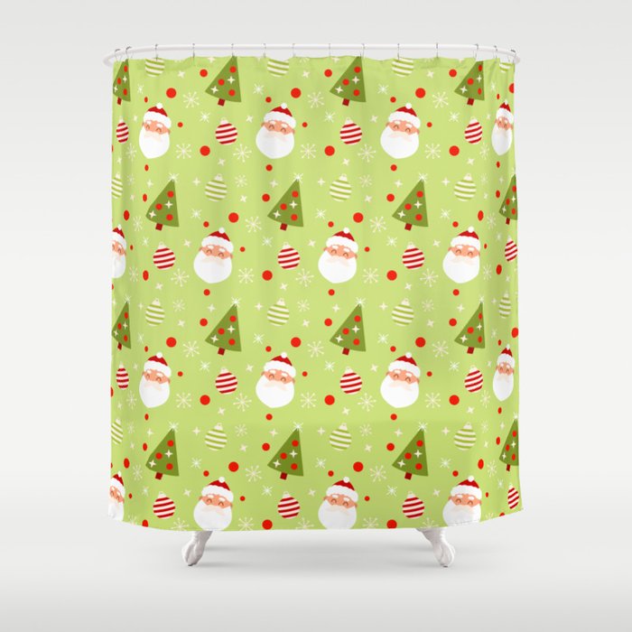 Christmas Pattern Tree Santa Shower Curtain