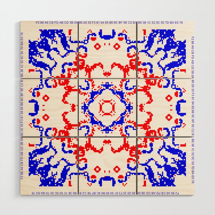 Ca Fantasy Red Blue White Series 2 Wood Wall Art By Cellulrautomataart