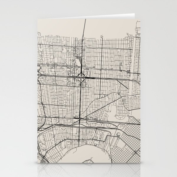 USA, Metairie City Map Stationery Cards