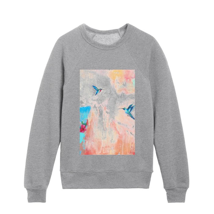Abstract Hummingbirds by Amy Yeager Jorge Kids Crewneck