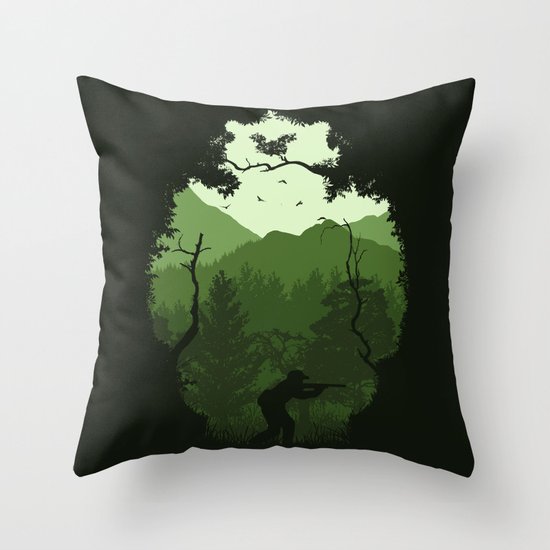 Hunting Season - Green Throw Pillow