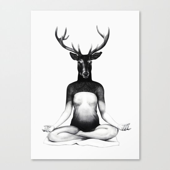 Deer Yoga Canvas Print
