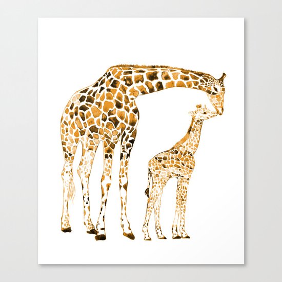 family girrafes, watercolor Canvas Print