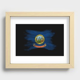 Idaho state flag brush stroke, Idaho flag background Recessed Framed Print