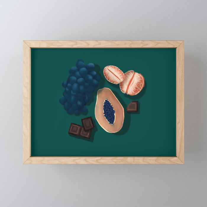 Fruit & Chocolate in Emerald Framed Mini Art Print