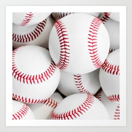 Big Baseball basket white red pattern graphic Design #sports #baseballs Art Print