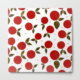 Tangerine pattern - red and olive Metal Print