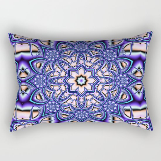 Kaleidoscope flower in purple, pink, blue and salmon. Rectangular Pillow