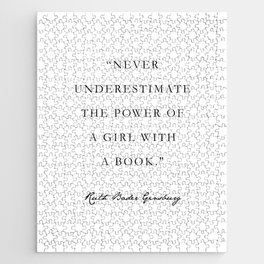Never Underestimate A Girl With A Book, RBG Ruth Bader Ginsburg, Feminist Art, Jigsaw Puzzle