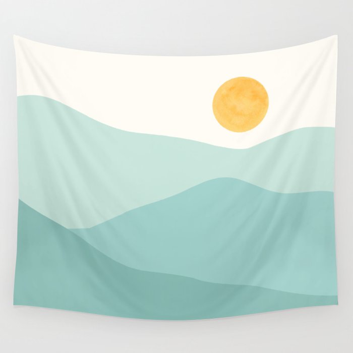 Peaceful Mountain Landscape Wall Tapestry