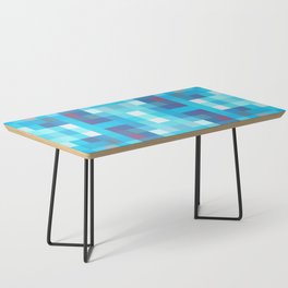 geometric symmetry art pixel square pattern abstract background in blue red Coffee Table