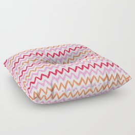 Hand Painted Ikat Stripes in Red, Orange, and Pink Floor Pillow