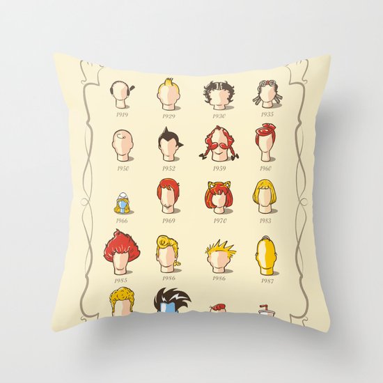 The Marvelous Cartoon Wigs Museum Throw Pillow
