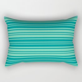 [ Thumbnail: Aquamarine and Dark Cyan Colored Stripes Pattern Rectangular Pillow ]