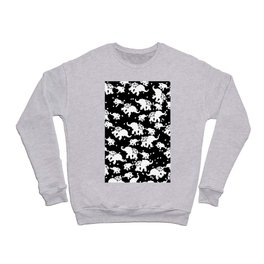 Modern Abstract Black White Polka Dots Floral Cute Elephant Crewneck Sweatshirt