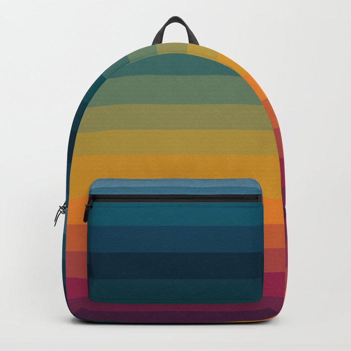Colorful Abstract Vintage 70s Style Retro Rainbow Summer Stripes Backpack