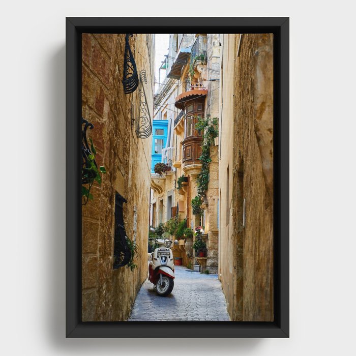 Alley,Italian street,village,countryside art Framed Canvas