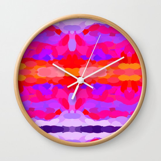 Purple, pink and orange tie dye Wall Clock