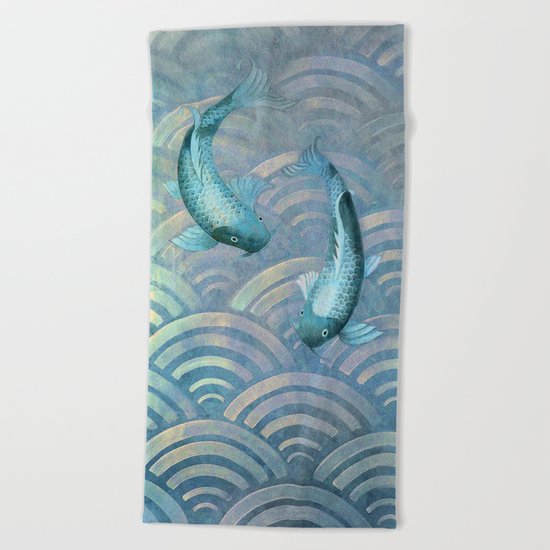 Koi fish Beach Towel