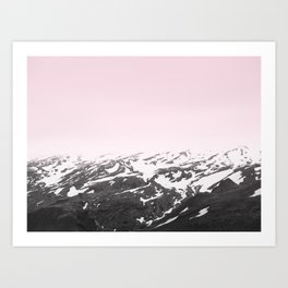 Pink Mountain Fog - Landscape, Nature Photography Art Print