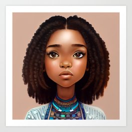 Cute Black Girl Natural Twists Art Print