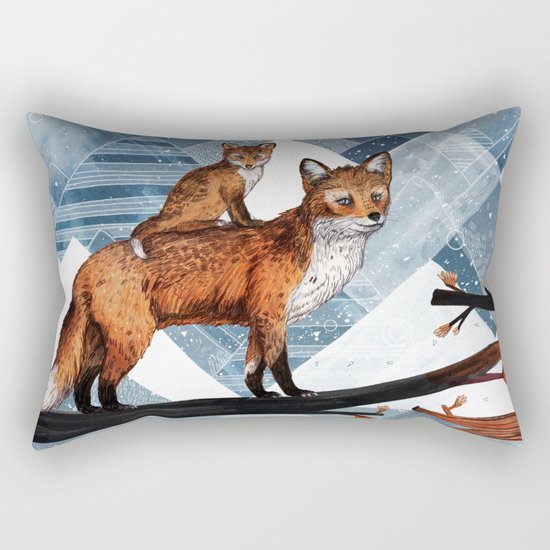 Fox Wood Rectangular Pillow