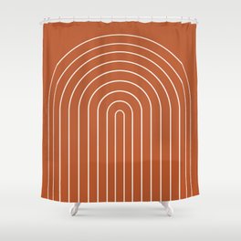 Minimal Arch XX Red Modern Geometric Lines Shower Curtain