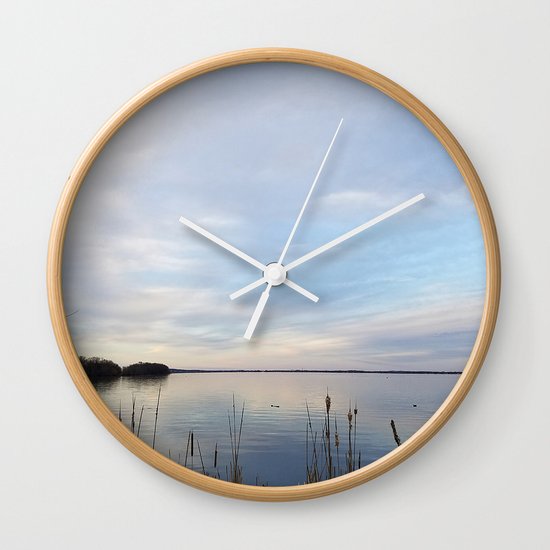 Twilight Serenity Clouds And Reflections On University Bay Wall Clock