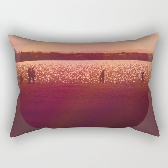Vintage Coral Sunset, Winter Beach Rectangular Pillow