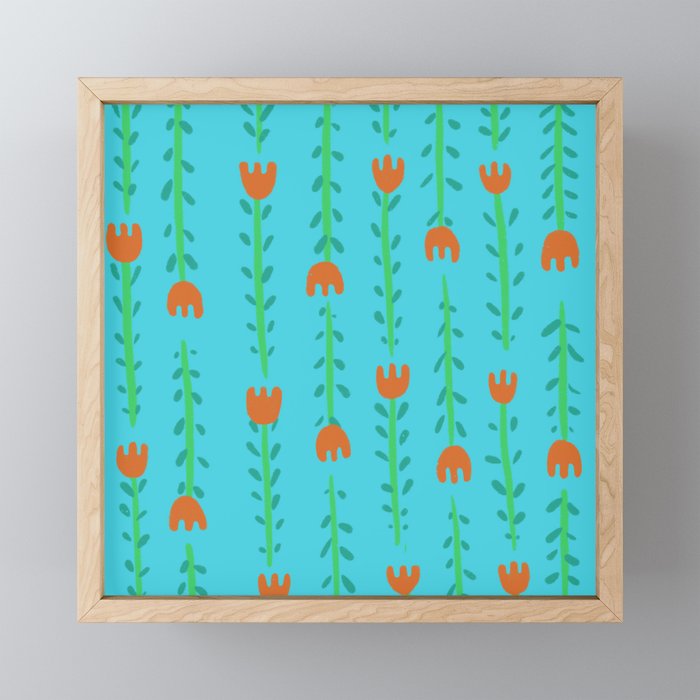 Folksy flower pattern Framed Mini Art Print