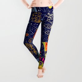 style abstract birds with foliage  Leggings