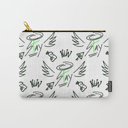 Winged Stay - Green + White Carry-All Pouch