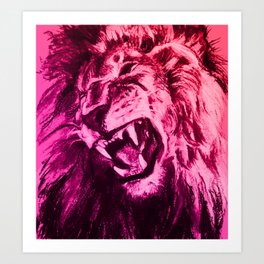 Panthera Leo Carboneum - Pink Art Print