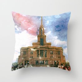 Payson LDS Temple Watercolor Photo Throw Pillow
