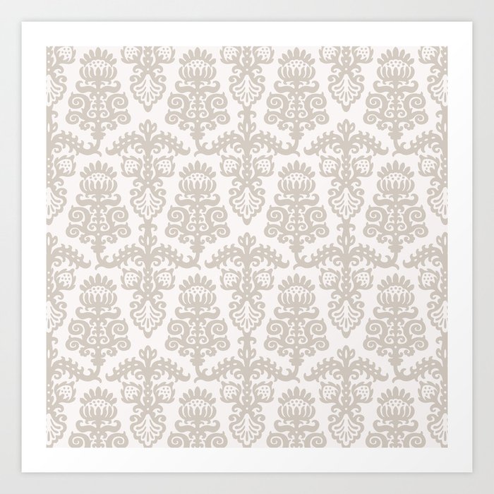 Strawberry Chandelier Pattern in beige and Linen White Art Print