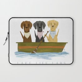 Lake life labrador labs dog boat oar lakehouse lake house art Laptop Sleeve